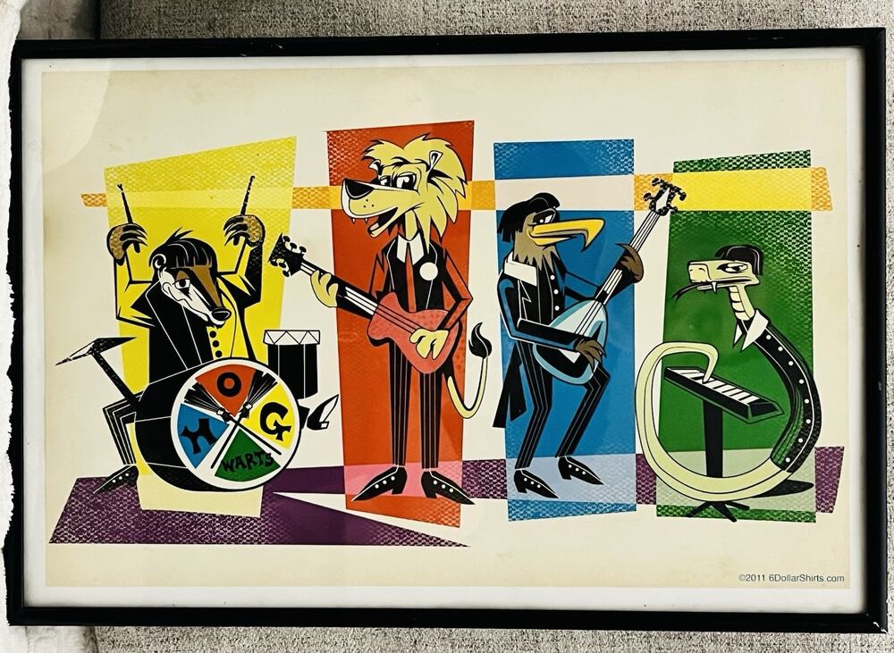 Harry Potter Framed Print MCM Hogwarts Band 60s Beatles style 20 X 12” Art